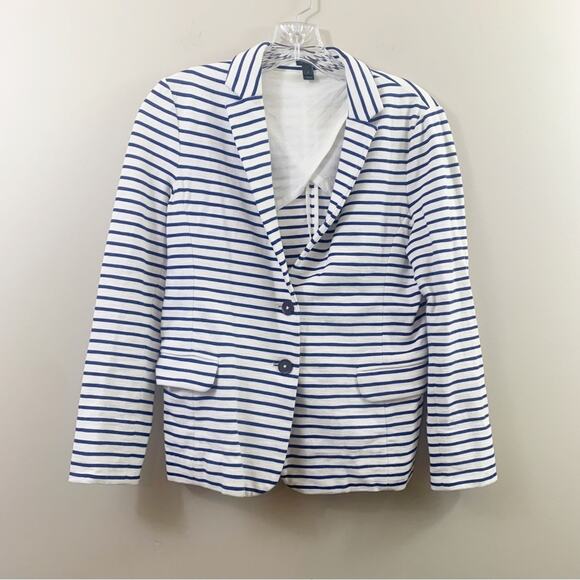 J CREW Nautical Maritime Stripe Cream/Navy Blazer - Picture 2 of 7
